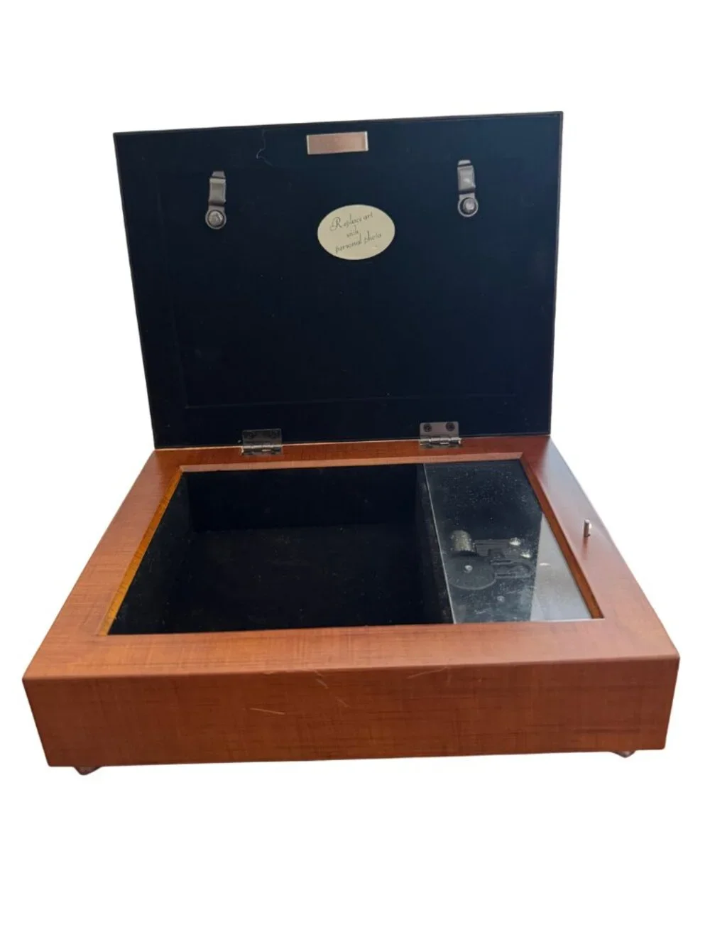 Keepsake Music Box Photo Frame Black Velvet Lined Working Sankyo 8